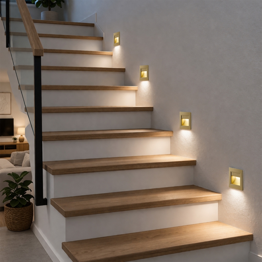 Brilagi - LED trappelampe STEP LIGHT LED/1,5W/230V IP44 guld
