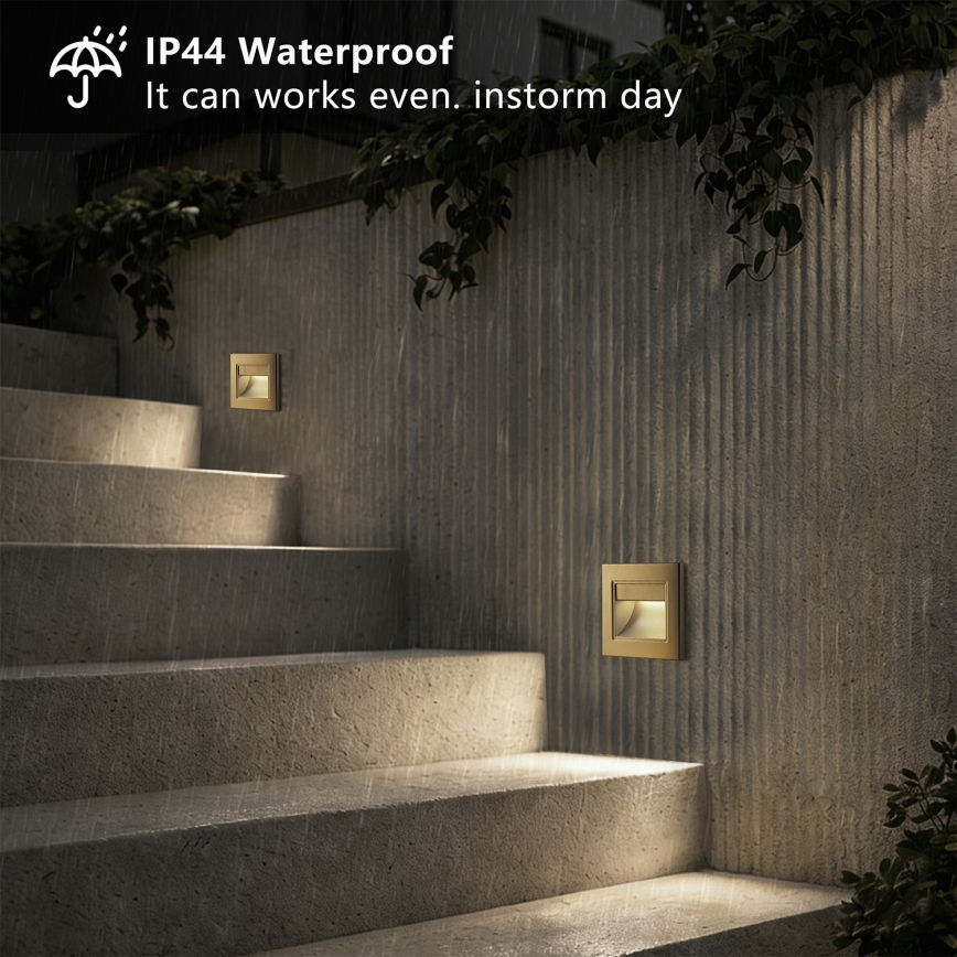 Brilagi - LED trappelampe STEP LIGHT LED/1,5W/230V IP44 guld