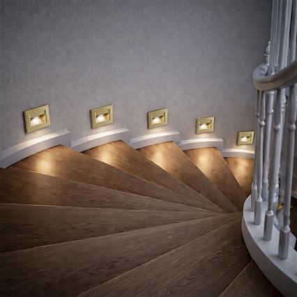 Brilagi - LED trappelampe STEP LIGHT LED/1,5W/230V IP44 guld