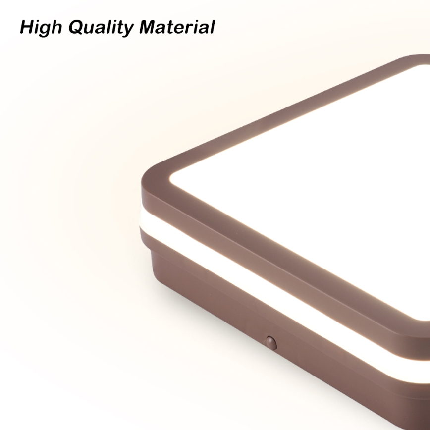 Brilagi - LED udendørs loftlampe med sensor BENE LED/24W/230V 26x26 cm brun IP54