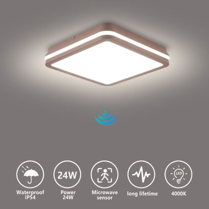 Brilagi - LED udendørs loftlampe med sensor BENE LED/24W/230V 26x26 cm brun IP54