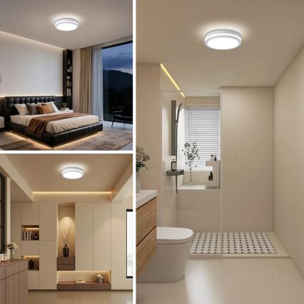 Brilagi - LED udendørs loftlampe med sensor BENE LED/24W/230V Ø 26 cm hvid IP54