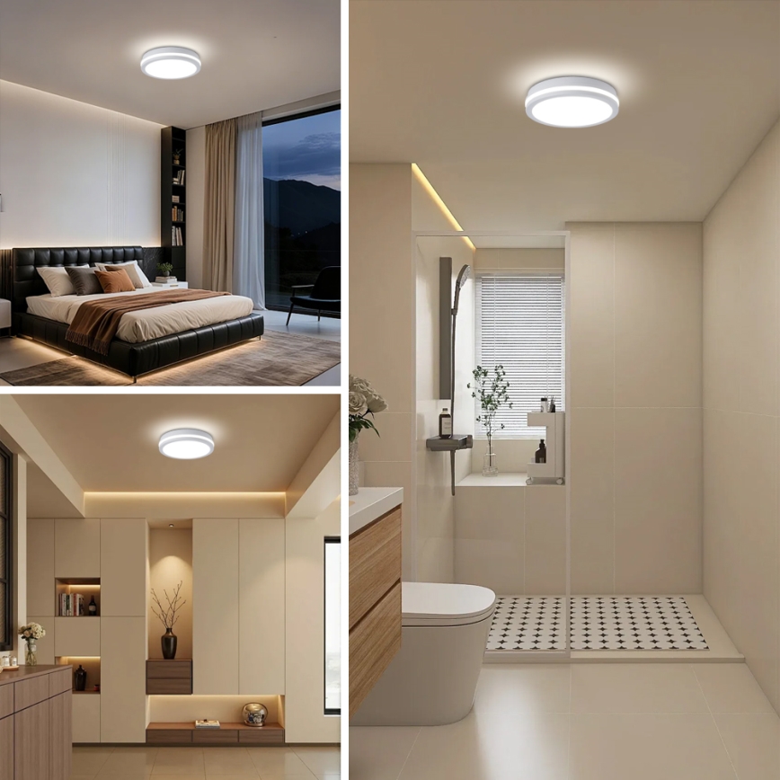 Brilagi - LED udendørs loftlampe med sensor BENE LED/24W/230V Ø 26 cm hvid IP54