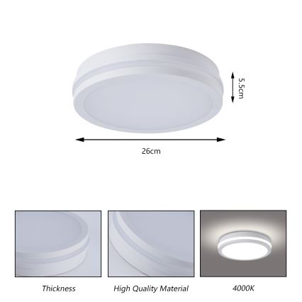 Brilagi - LED udendørs loftlampe med sensor BENE LED/24W/230V Ø 26 cm hvid IP54