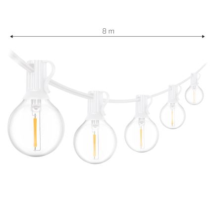 Brilagi - LED udendørs dekorationskæde GIRLANDA 10xE12/0,6W/230V 8m hvid IP44 varm hvid