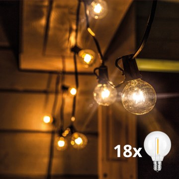 Brilagi - LED udendørs dekorationskæde GIRLANDA 18xE12/0,6W/24V 13m sort IP44 varm hvid