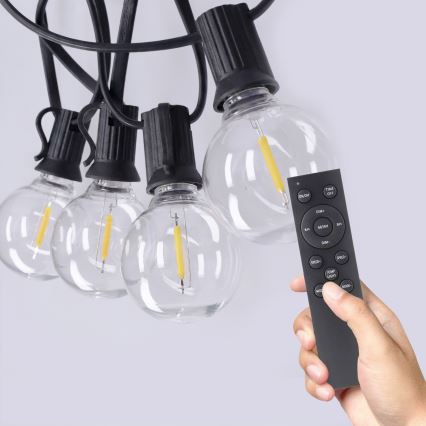 Brilagi - LED udendørs dekorationslyskæde 25xE12/0,6W/230V 20m sort IP44 varm hvid + fjernbetjening