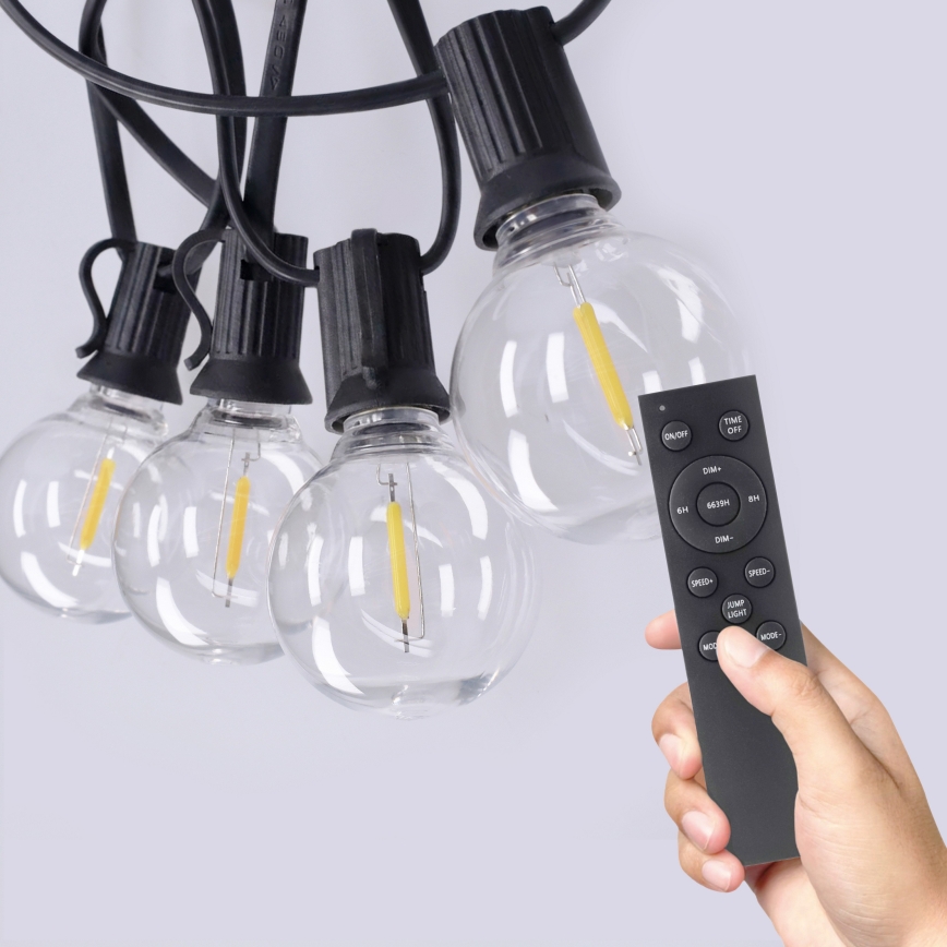 Brilagi - LED udendørs dekorationslyskæde 25xE12/0,6W/230V 20m sort IP44 varm hvid + fjernbetjening