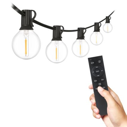 Brilagi - LED udendørs dekorativ lyskæde GIRLANDA 25xE12/0,6W/230V 20m sort IP44 varm hvid + fjernbetjening