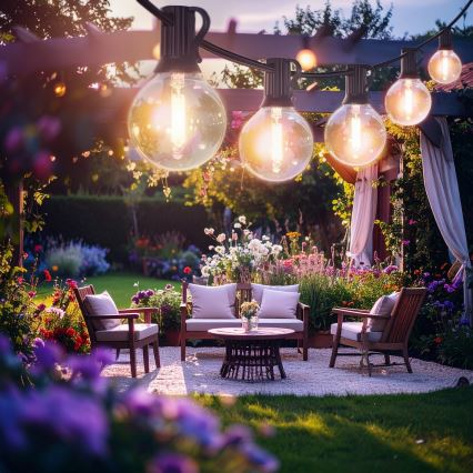 Brilagi - LED udendørs dekorationslyskæde GIRLANDA 10xE12/0,6W/230V 8m sort IP44 varm hvid