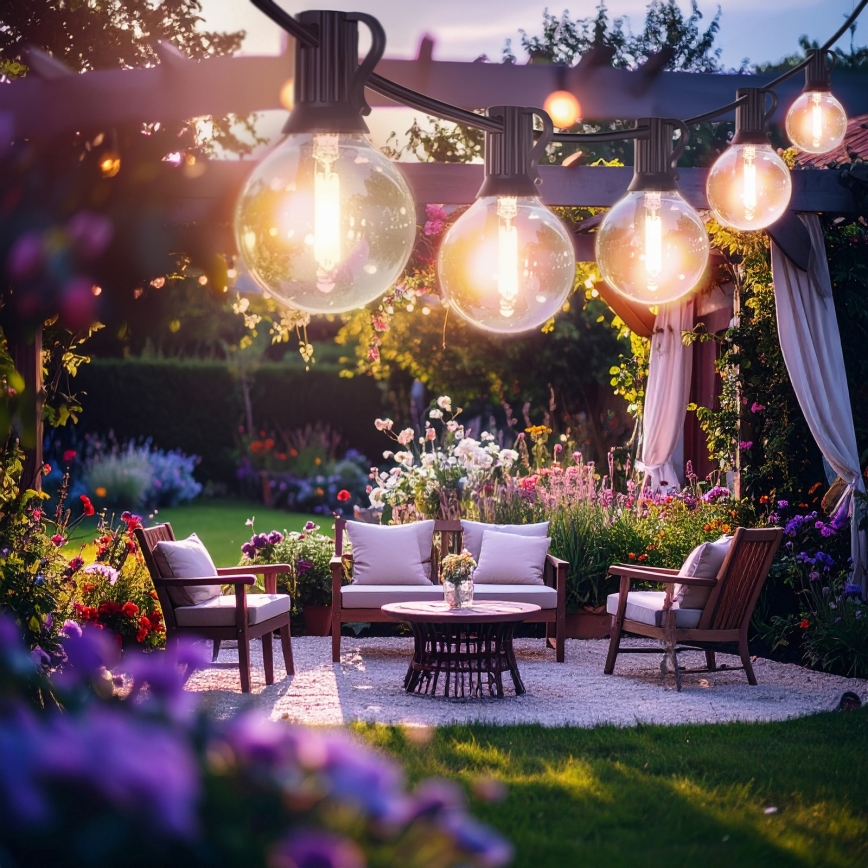 Brilagi - LED udendørs dekorationslyskæde GIRLANDA 10xE12/0,6W/230V 8m sort IP44 varm hvid