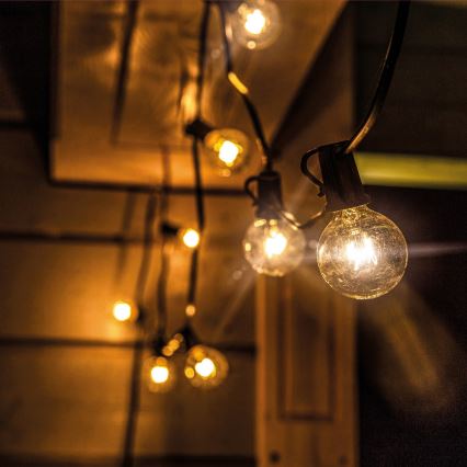 Brilagi - LED udendørs dekorationslyskæde GIRLANDA 10xE12/0,6W/230V 8m sort IP44 varm hvid