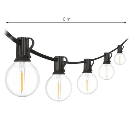 Brilagi - LED udendørs dekorationslyskæde GIRLANDA 10xE12/0,6W/230V 8m sort IP44 varm hvid