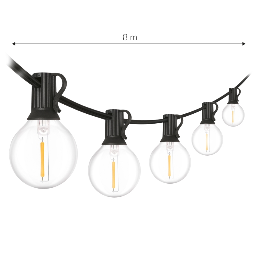 Brilagi - LED udendørs dekorationslyskæde GIRLANDA 10xE12/0,6W/230V 8m sort IP44 varm hvid