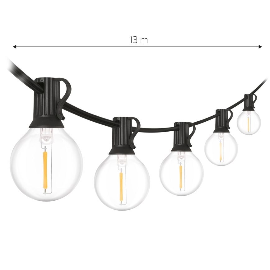 Brilagi - LED udendørs dekorativ lyskæde GIRLANDA 18xE12/0,6W/230V 13m sort IP44 varm hvid