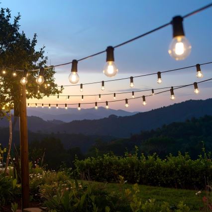 Brilagi - LED udendørs dekorationslyskæde GIRLANDA 18xE12/0,6W/230V 13m sort IP44 varmhvid