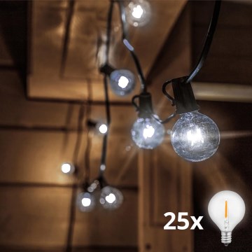 Brilagi - LED udendørs dekorationslyskæde GIRLANDA 25xE12/0,8W/230V 20m IP44 kold hvid