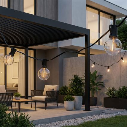 BRILAGI - LED udendørs lyskæde GIRLANDA 25xE12/0,36W/24V 20m sort IP44 varm hvid