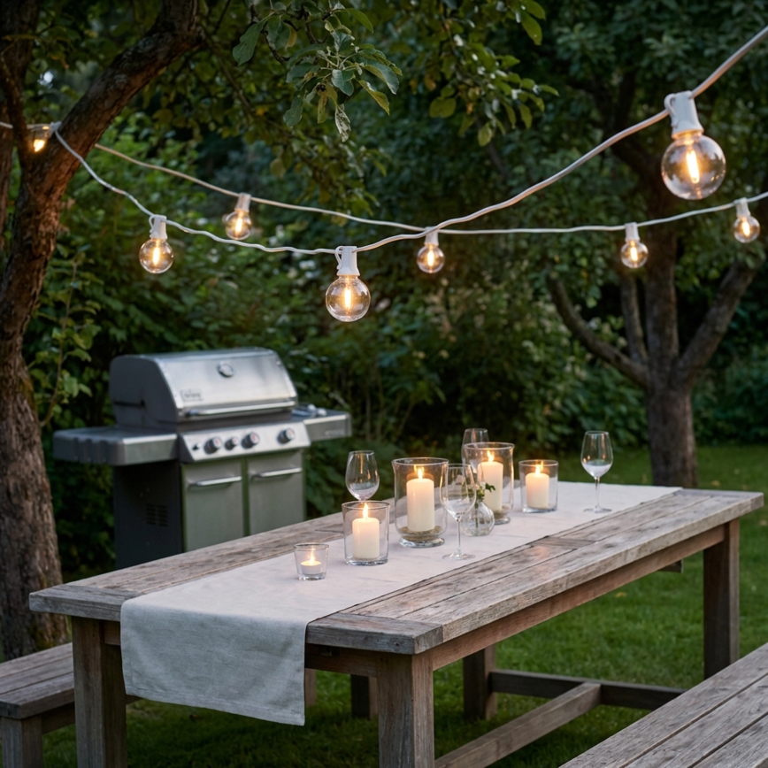 Brilagi - LED udendørs dekorationslyskæde GIRLANDA 10xE12/0,6W/230V 8m hvid IP44 varmhvid