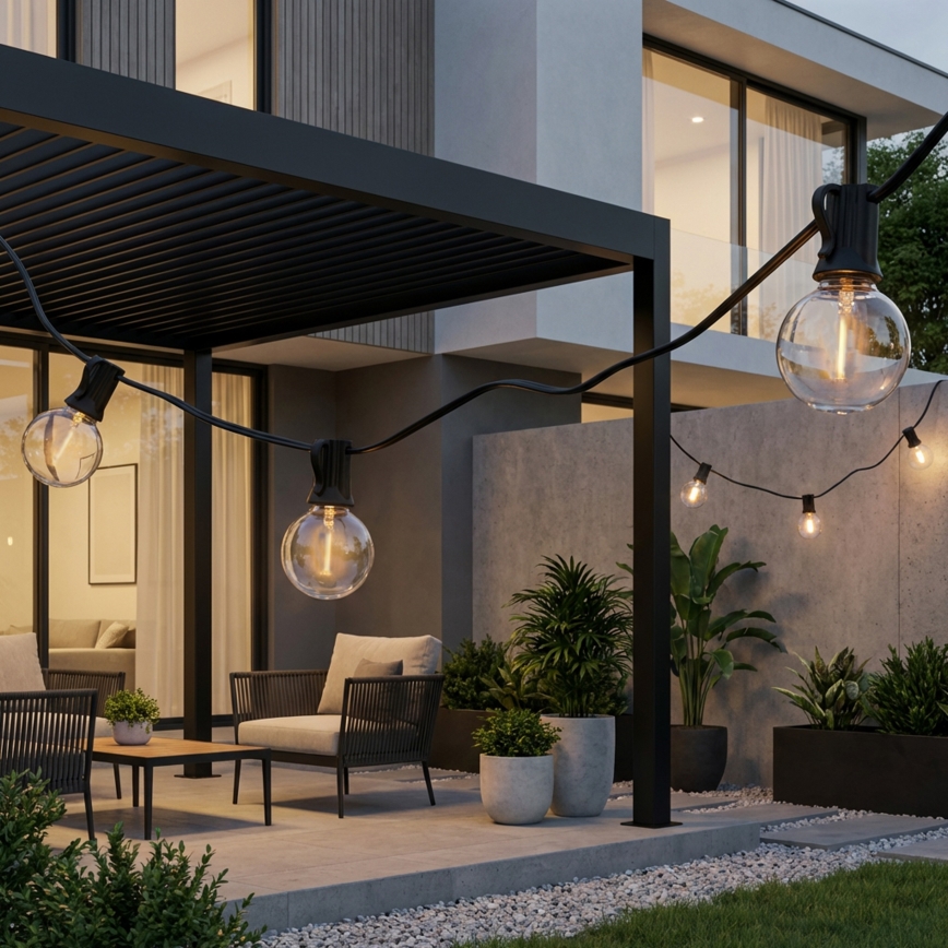 Brilagi - LED udendørs dekorativ lyskæde GIRLANDA 10xE12/0,6W/230V 8m sort IP44 varm hvid