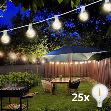 Brilagi - LED udendørs dekorativ lyskæde GIRLANDA 25xE12/0,6W/24V 20m hvid IP44 varm hvid