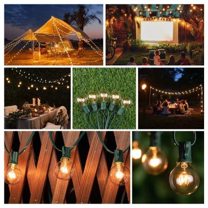 Brilagi - LED udendørs dekorationskæde GIRLANDA 25xE12/0,8W/230V 20m grøn IP44 varm hvid