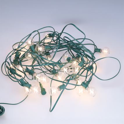 Brilagi - LED udendørs dekorationskæde GIRLANDA 25xE12/0,8W/230V 20m grøn IP44 varm hvid
