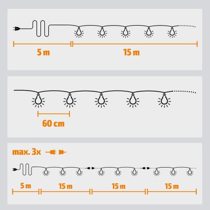 Brilagi - LED udendørs dekorativ lyskæde GIRLANDA 25xE12/0,8W/230V 20m IP44 kølig hvid