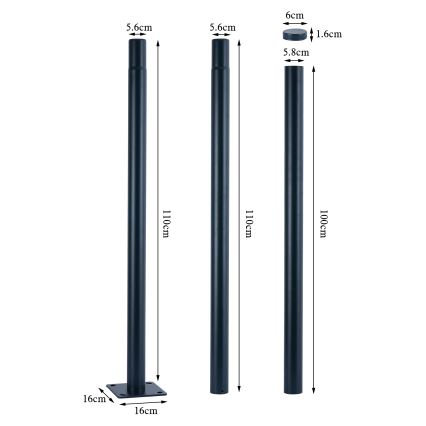 Brilagi - LED udendørs gadelampe med 3 m stolpe URBANSPARK LED/120W/230V antracit IP65