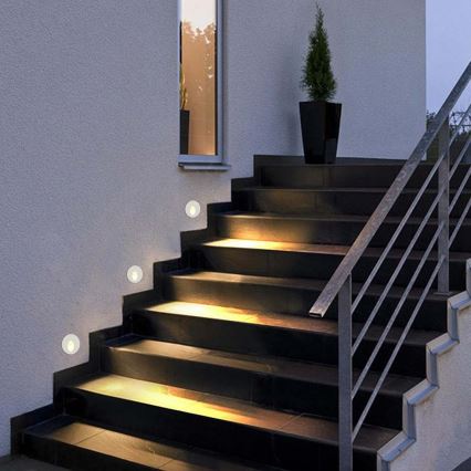 Brilagi - LED udendørs indbygningsarmatur STAIRDOT LED/2W/230V hvid IP65 rund