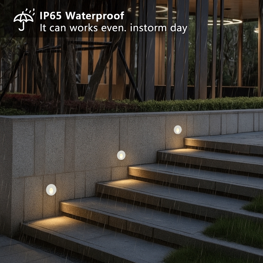 Brilagi - LED udendørs indbygningsarmatur STAIRDOT LED/2W/230V hvid IP65 rund