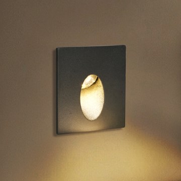 Brilagi - LED udendørs indbygningsarmatur STAIRDOT LED/2W/230V sort IP65 firkantet