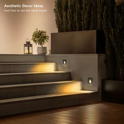 Brilagi - LED udendørs indbygningsarmatur STAIRDOT LED/2W/230V sort IP65 firkantet