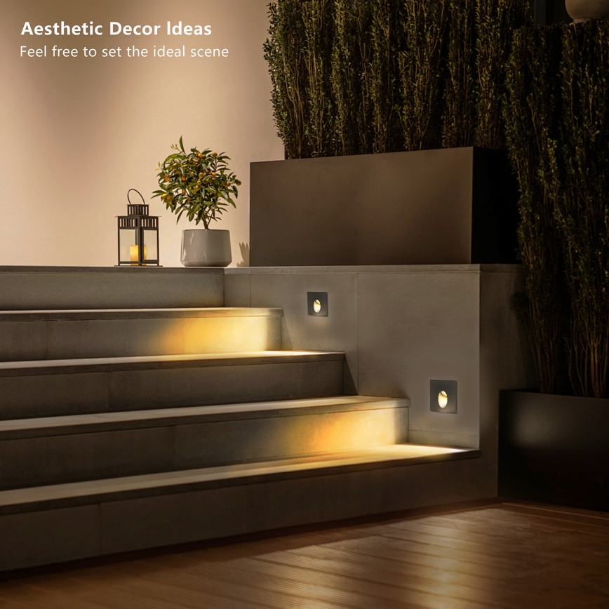 Brilagi - LED udendørs indbygningsarmatur STAIRDOT LED/2W/230V sort IP65 firkantet