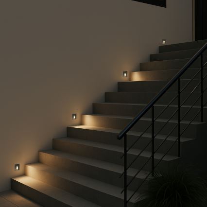 Brilagi - LED udendørs indbygningsarmatur STAIRDOT LED/2W/230V sort IP65 firkantet