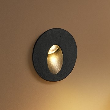 Brilagi - LED udendørs indbygningsarmatur STAIRDOT LED/2W/230V sort IP65 rund