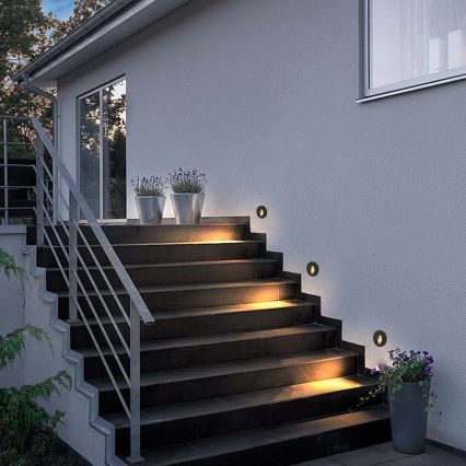 Brilagi - LED udendørs indbygningsarmatur STAIRDOT LED/2W/230V sort IP65 rund