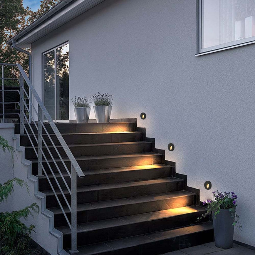 Brilagi - LED udendørs indbygningsarmatur STAIRDOT LED/2W/230V sort IP65 rund