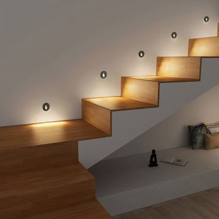 Brilagi - LED udendørs indbygningsarmatur STAIRDOT LED/2W/230V sort IP65 rund