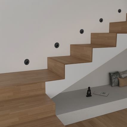 Brilagi - LED udendørs indbygningsarmatur STAIRDOT LED/2W/230V sort IP65 rund