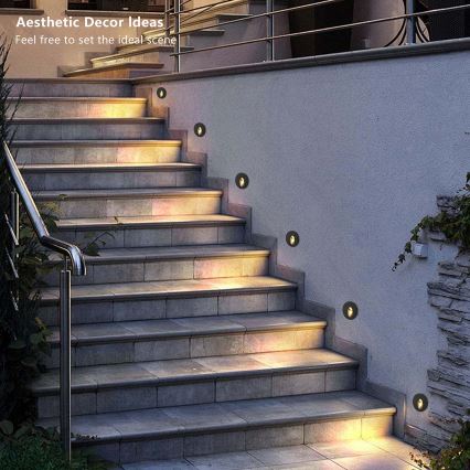 Brilagi - LED udendørs indbygningsarmatur STAIRDOT LED/2W/230V sort IP65 rund