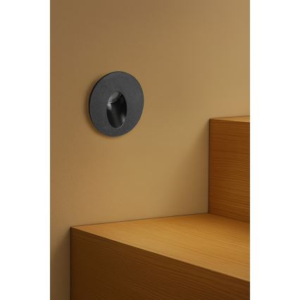Brilagi - LED udendørs indbygningsarmatur STAIRDOT LED/2W/230V sort IP65 rund