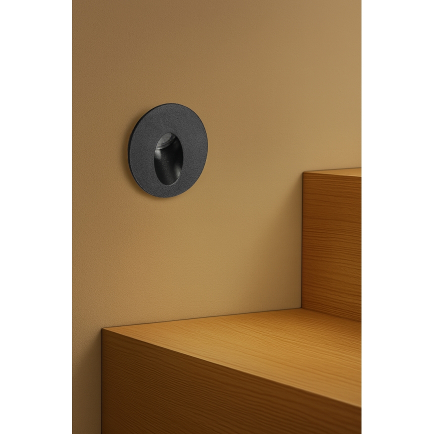 Brilagi - LED udendørs indbygningsarmatur STAIRDOT LED/2W/230V sort IP65 rund