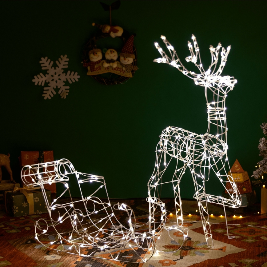 BRILAGI - LED udendørs juledekoration LED/3,6W/8 funktioner 100 cm IP44 rensdyr med slæde varm hvid