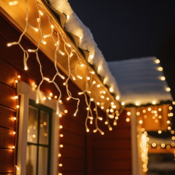 Brilagi - LED udendørs julegardin med 360 LED, 8 funktioner, 14 m, IP44, varm hvid, istapper