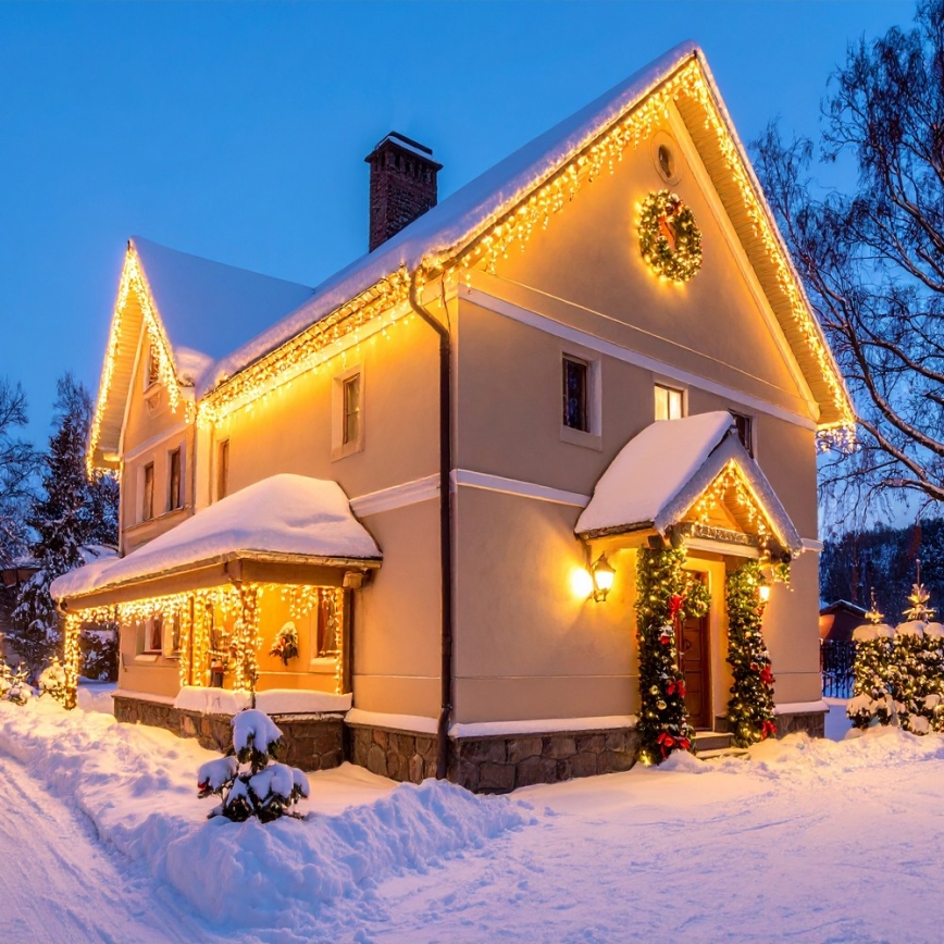 Brilagi - LED udendørs julegardin med 360 LED, 8 funktioner, 14 m, IP44, varm hvid, istapper