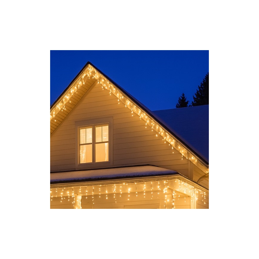 Brilagi - LED udendørs julegardin med 360 LED, 8 funktioner, 14 m, IP44, varm hvid, istapper