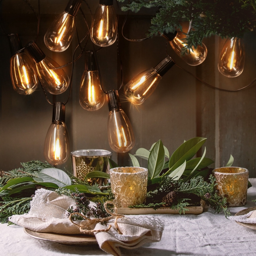 Brilagi - LED udendørs juleguirlande 10xLED/3xAA 3,2m IP44 varm hvid