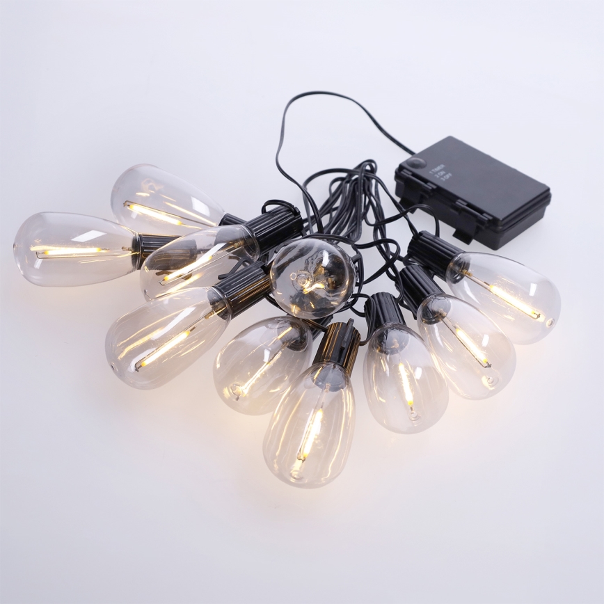 Brilagi - LED udendørs juleguirlande 10xLED/3xAA 3,2m IP44 varm hvid