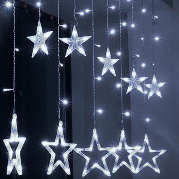Brilagi - LED udendørs julelysgardin 123xLED/3xAA/USB 3m IP44 kølig hvid